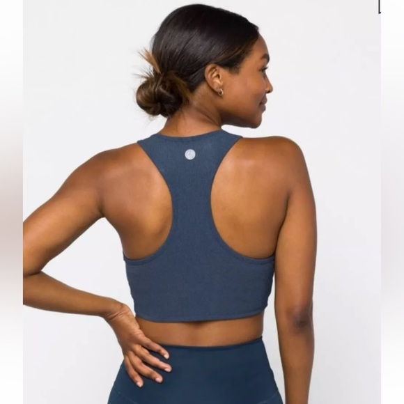 THREADS 4 THOUGHT REACTIVE KENSI RIBBED SPORTS BRA SUPPORTIVE LARGE HEATHER BLUE - Picture 2 of 14